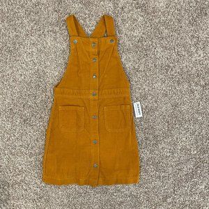 NWT Old Navy Corduroy Pinafore Overall Dress Girls size 8 medium rust color